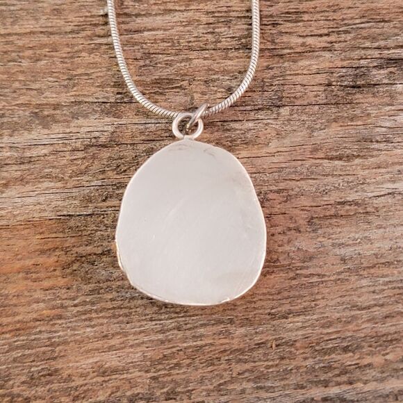 Vintage Sterling Navajo Blue Turquoise Stamped Pendant Necklace - Picture 5 of 5